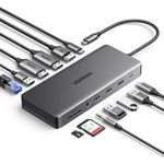 UGREEN Revodok Pro 313 USB C Docking Station Triple Display 10Gbps USB Ports 13 IN 1 USB C Hub 2HDMI, DP, 5X USB A/C Ports, PD 100W Schnellladen, Gigabit Ethernet, SD/TF Kartenleser, 3.5mm Aux