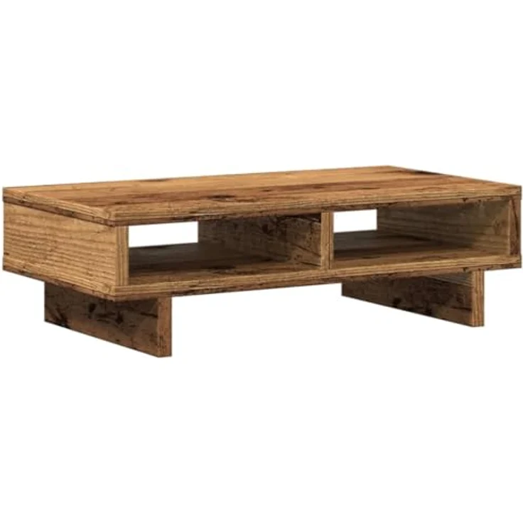 vidaXL Monitorständer Altholz-Optik, 50x27x15 cm, mit 2 Fächern und langlebigem Holzwerkstoff – Bild 7