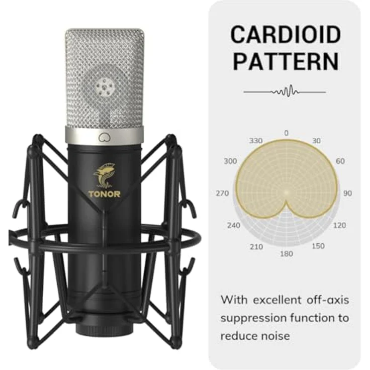 TONOR TC-2030, Großmembran USB Mikrofon Set mit 192 kHz/24 Bit, professionellem Mikrofon-Ständer und Zubehör für Studio, Streaming, YouTube und Gaming – Bild 3