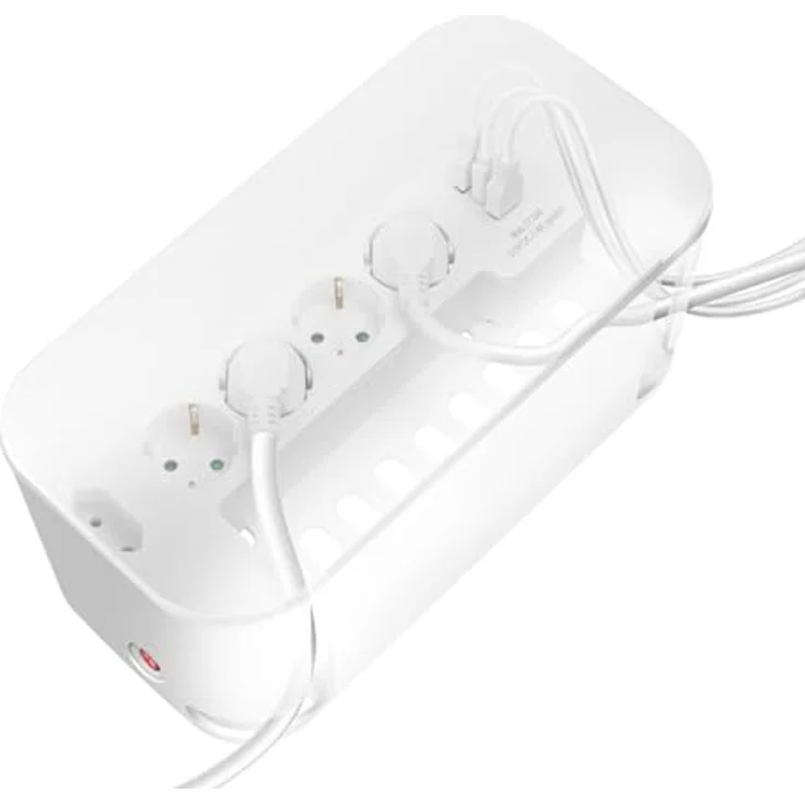 LogiLink LPS281U Kabelbox mit 5-Fach-Steckdosenleiste und 3X USB, Weiß – Bild 3