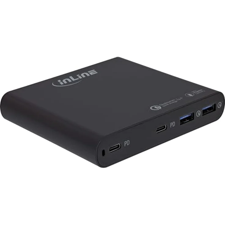 InLine 4-Port USB Netzteil, GaN Ladegerät mit 2x USB-C & 2x USB-A, 120W, Power Delivery & QuickCharge, kompakt, schwarz, 31515B – Bild 2
