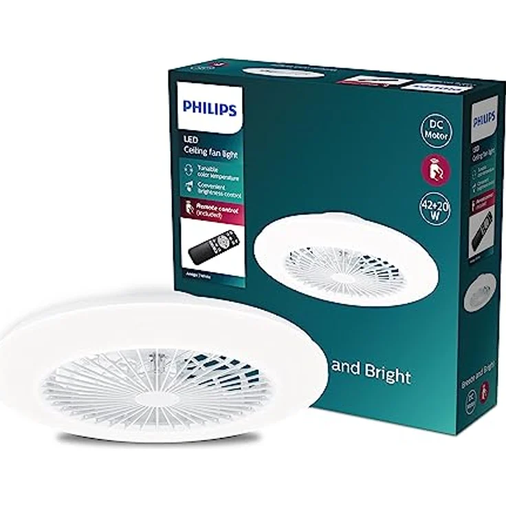Philips Deckenventilator und LED Deckenleuchte Amigo, SceneSwitch Technologie, hochwertiges Design, energiesparend, weiß – Bild 2