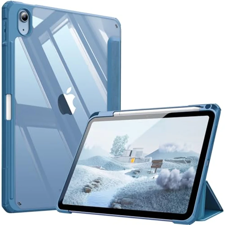 Fintie Hybrid Hülle für iPad (A16) 11 Zoll 2025 & iPad 10 Gen. 10.9 Zoll 2022, Stoßfeste Schutzhülle mit integrierten Stifthalter und transparenter Hartschale, Dunstblau – Bild 1
