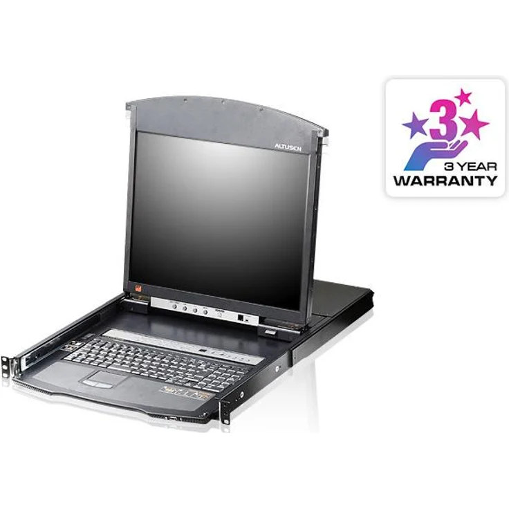 Aten KL1508Ai, 8-Port KVM over IP Switch mit Dual Rail LCD Konsole, Schwarz