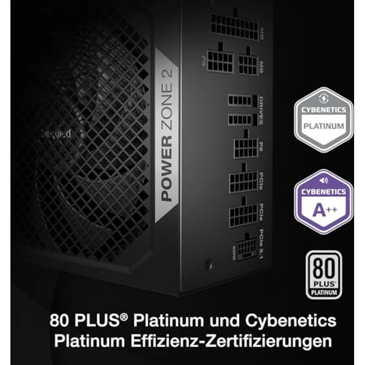 be quiet! Power Zone 2 80 PLUS Platinum Netzteil, vollmodular, ATX 3.1, PCIe 5.1 - 750 Watt, schwarz - Hocheffizientes ATX-3.1-Netzteil mit 80 PLUS Platinum und 140-mm-Lüfter – Bild 2