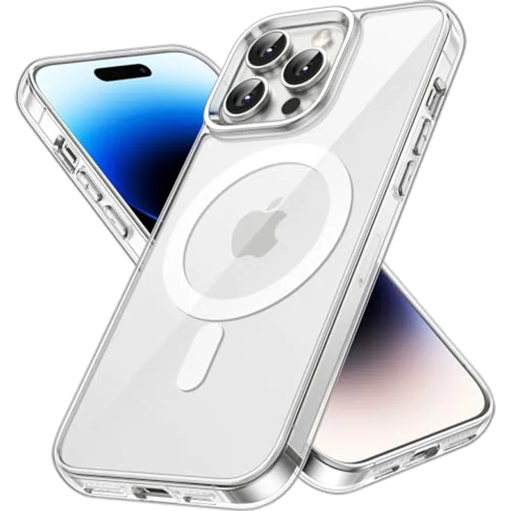 JETech Magnetische Hülle für iPhone 14 Pro Max, Durchsichtig, mit MagSafe-Kompatibilität und 3-facher Stoßabsorption