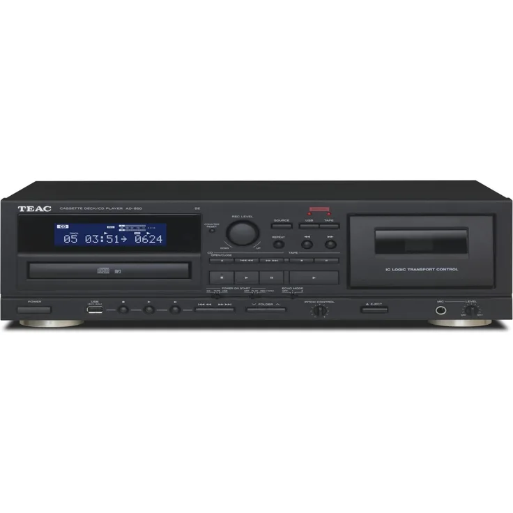 TEAC AD-850-SE CD- und Kassettenspieler CD-Player mit USB, Schwarz
