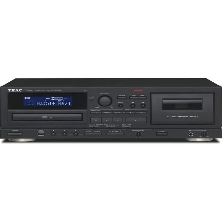 TEAC AD-850-SE CD- und Kassettenspieler CD-Player mit USB, Schwarz