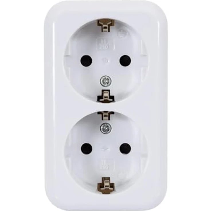 LEDKIA LIGHTING Aufputz-Doppelsteckdose Typ F Schuko, IP20 Schutz, weiße PC-Hülle, kompakte Abmessungen 100 mm x 60 mm x 45 mm – Bild 2