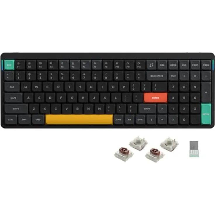 nuphy Air96 V2 Mechanische Tastatur Kabellos mit niedrigem Profil,100 Tasten RGB Hot-Swap Tastatur unterstützt 2.4GHz Wireless/Bluetooth/USB-C für PC/Laptop/Windows/Mac-Black Gateron Brown Switch