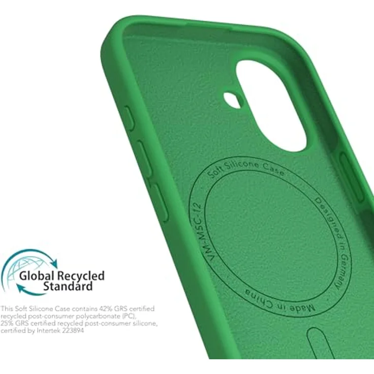 VONMÄHLEN Weiche Silikonhülle für iPhone, kompatibel mit Mag-Safe, aus recycelten Materialien mit Mikrofaserfutter und Kamera-Displayschutz – Bild 4