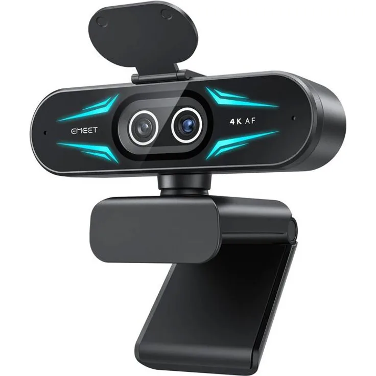 eMeet SmartCam C60E, 4K Dual Webcam USB in Schwarz mit hochauflösender Bildqualität