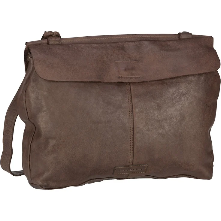 Harold's Beuteltasche Submarine Shoulderbag flap L, hochwertige Laptop-Tasche aus pflanzlich gegerbtem Rindleder, braun, mit verstellbarem Schultergurt – Bild 1