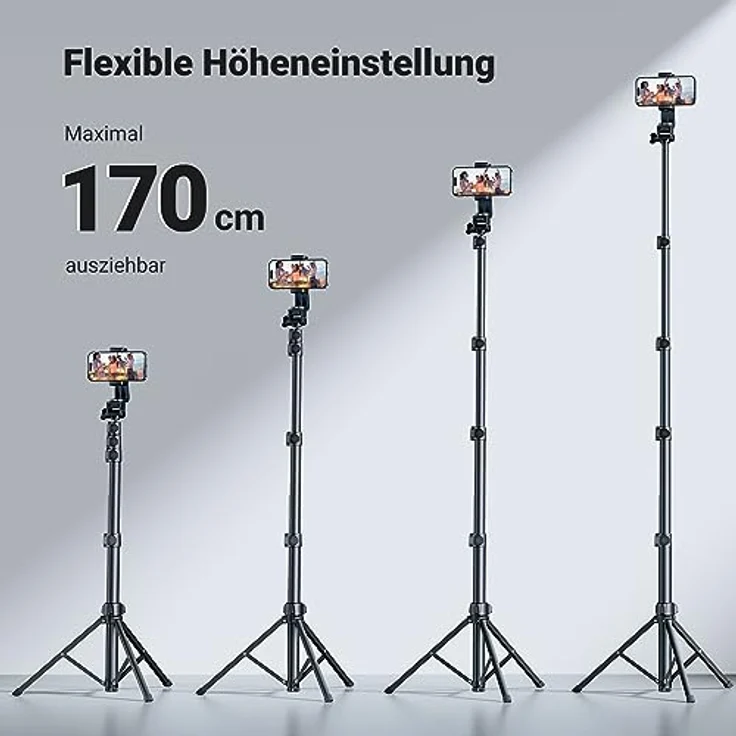 Ugreen LP680, Selfie Stick mit Bluetooth-Fernbedienung, kompakt und zusammenfaltbar, Schwarz – Bild 2