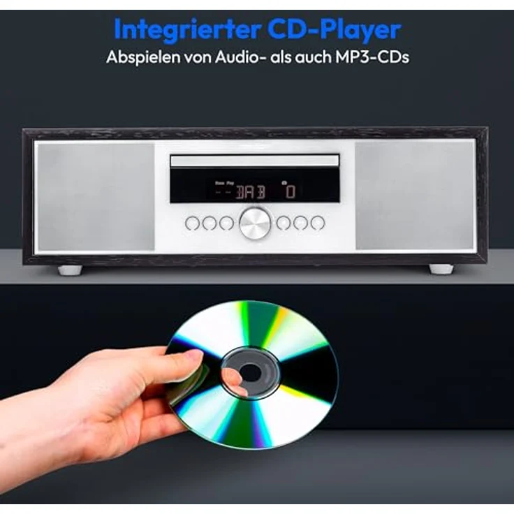 MEDION P64145 All in One Audio System (DAB+, CD, MP3, PLL UKW Radio, USB, Kompaktanlage, Elegantes Design, Weckfunktion, Sleep Einschlafautomatik) schwarz-Silber – Bild 5