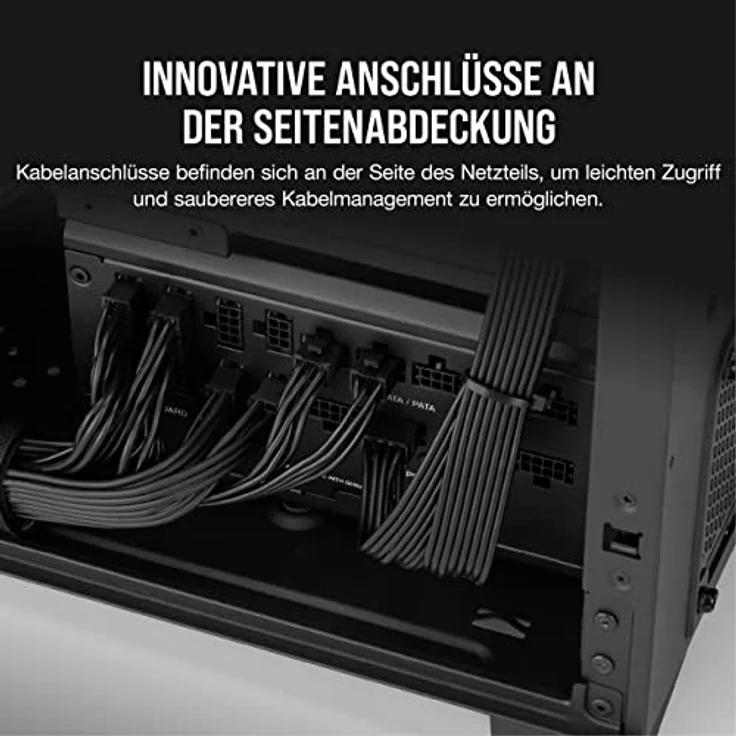 Corsair RM1200x Shift Vollmodulares ATX-Netzteil - Modulare Seitenschnittstelle - ATX 3.0- & PCIe 5.0-kompatibel - Null-Drehzahl-Lüftermodus - 105°C-Kondensatoren - 80 Plus Gold-Effizienz - Schwarz – Bild 3