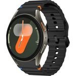 Wigento Smartwatch-Armband Für Samsung Galaxy Watch 7 44 / 40mm Silikon Design Arm Band Schwarz - Wellenmuster Design, Atmungsaktives Material, Längenverstellbar - Preisvergleich