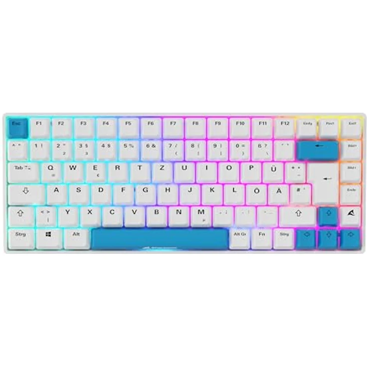 Sharkoon Skiller SGK50 S3 PBT Weiß, RGB Gaming Keyboard, Gateron G PRO 3.0 Yellow, 75% Layout – Bild 1