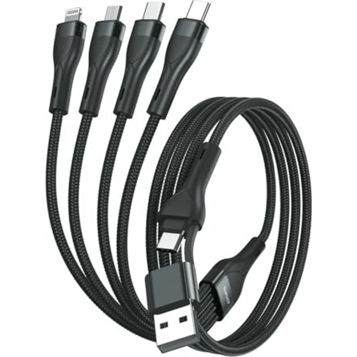 4smarts USB-C/A Multi-Ladekabel 4in2, 1,2m, schwarz, mit Lightning-, Micro-USB- und USB-C-Anschlüssen für gleichzeitiges Laden von bis zu vier Geräten – Bild 2