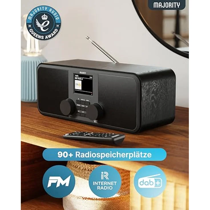 MAJORITY Rostock, Internetradio WLAN DAB+ mit Bluetooth, 2.0 Stereolautsprechern, Spotify Connect & Podcasts, Schwarz – Bild 4