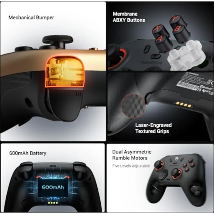 Gamesir NOVA2 LITE - Wireless Controller mit Tri-Mode-Konnektivität, 600-mAh-Akku, Weiß – Bild 9