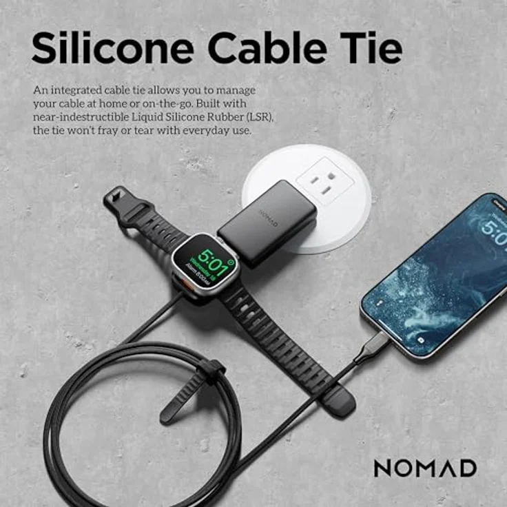 NOMAD Universal-Kabel für Apple Watch, 1,5 m, USB-C, robust mit Kevlar-Ummantelung, integrierter Kabelbinder – Bild 5