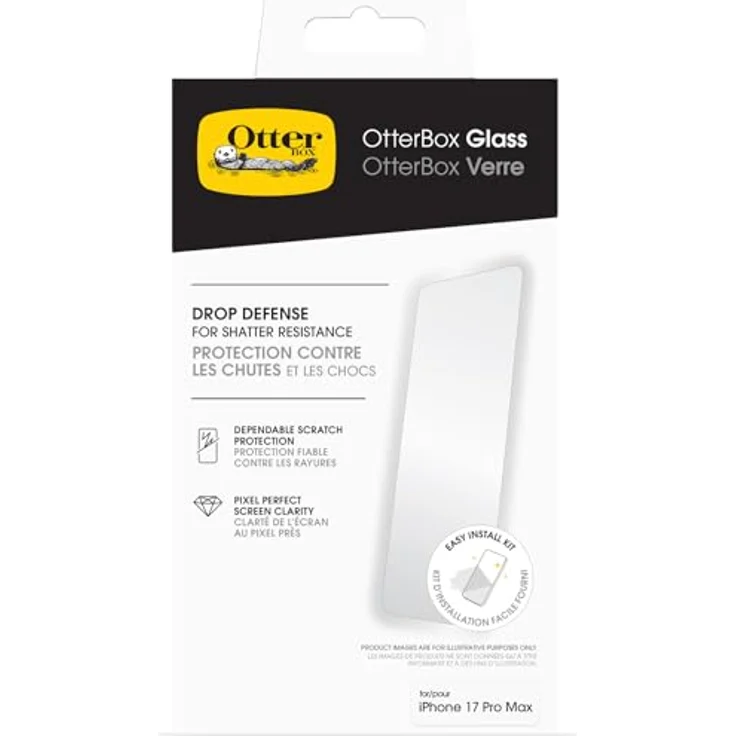 OtterBox Glass Displayschutz für iPhone 17 Pro Max, 9H Hartglas mit Kratz- und Brüchsicherheit, fingerabdruckresistent – Bild 1