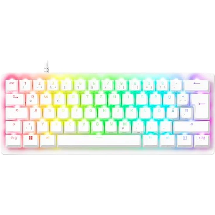 RAZER Huntsman V3 Pro Mini, Gaming Tastatur, 60% kompakt, Opto-Mechanical mit Razer Analog Optical Switches, kabelgebunden, farbe: Weiß – Bild 1
