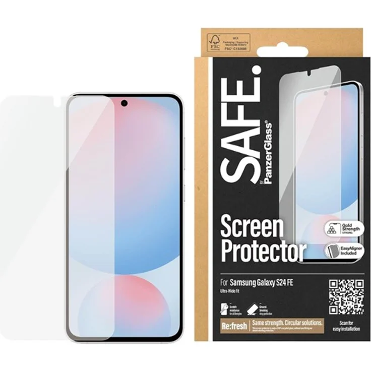 SAFE by PanzerGlass Screen Protector für Samsung Galaxy S24 FE, Ultra-Wide Fit mit EasyAligner und wischfester Beschichtung