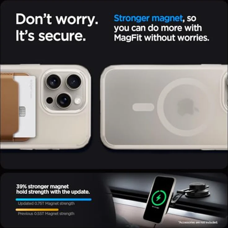 Spigen iPhone 15 Pro Max Ultra Hybrid Frost MagFit Hülle [Anti-Yellowing] -Natürliches Titan – Bild 5