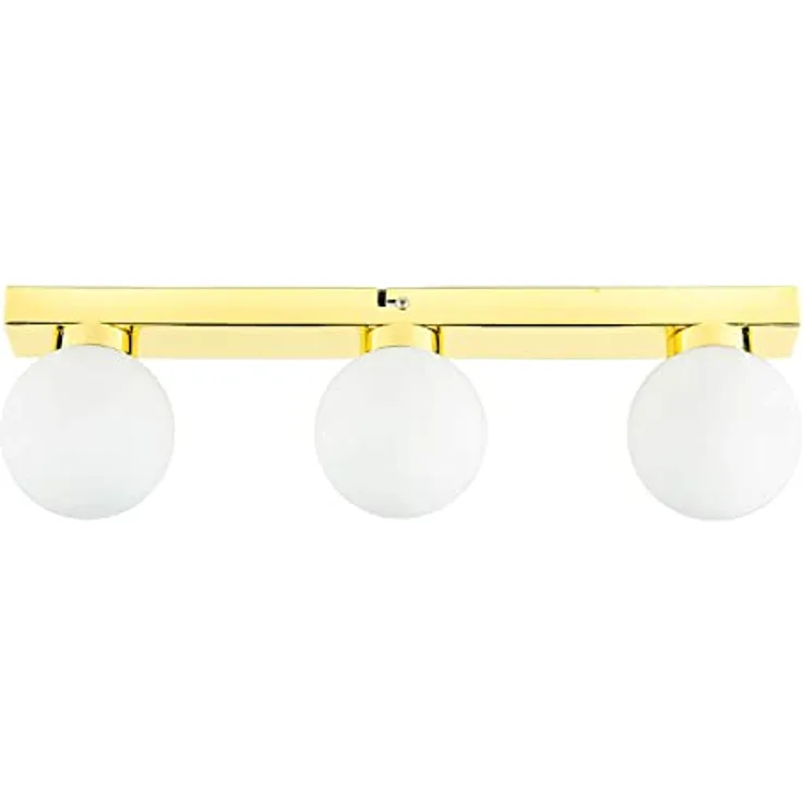 Licht-Erlebnisse Deckenleuchte Bad mit 3 Kugeln Metall Glas in gold 3x G9 Badezimmer Flur Innen Deckenlampe zeitlos Leuchtmittel wechselbar