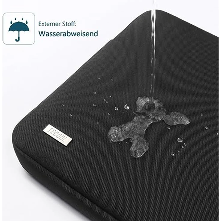 TECOOL Laptop Tasche Hülle für 12,3-13" Geräte, wasserdichte Schutztasche mit 8 mm Polsterung, schwarz – Bild 3