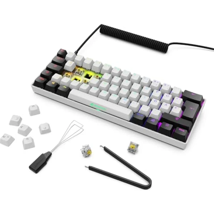 Sharkoon SKILLER SGK50 S4 Gen2, kompakte Gaming-Tastatur mit Gateron Yellow Switches und ergonomischem Design, weiss – Bild 8
