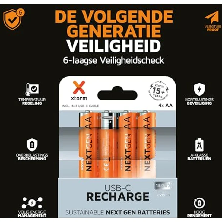 XTORM NextGen Mignon (AA)-Akku, wiederaufladbar über USB-C, 2200 mAh, 4er-Pack, langanhaltende Leistung – Bild 8