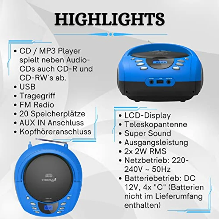 Cyberlux CL-710 CD-Player Blau – Bild 6