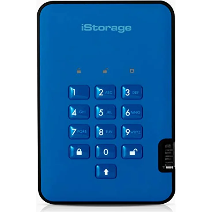 iStorage diskAshur2 SSD 8TB Verschlüsseltes Externes Festplattengehäuse, SSD-Gehäuse, Blau, IS-DA2-256-SSD-8000-BE