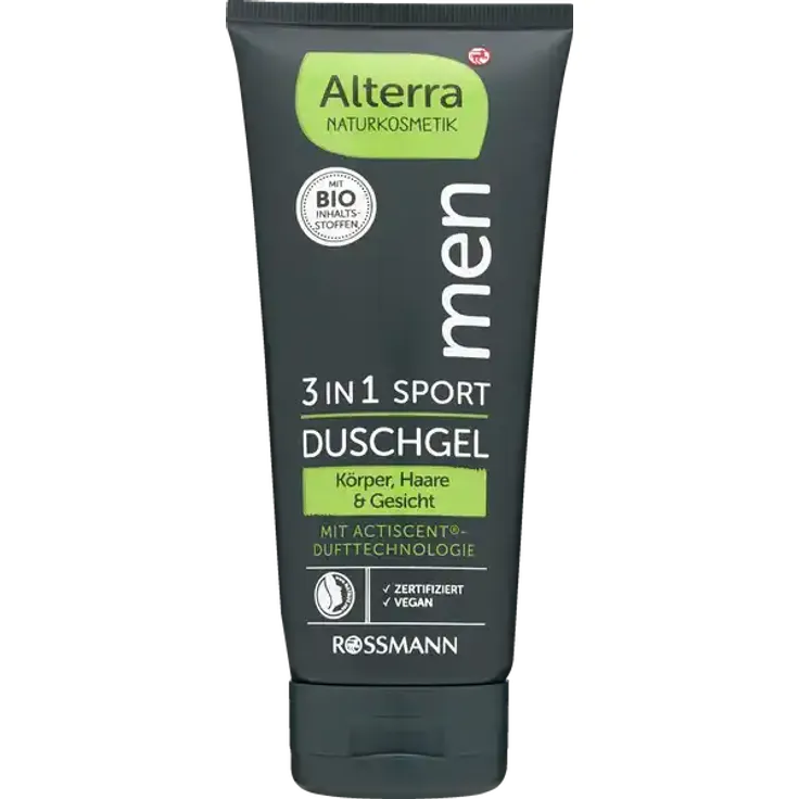 Alterra 3in1 Sport Duschgel für Männer, Sandelholzduft, Bio-Hopfen & Aloe Vera, vegan, ohne Mikroplastik 200 ml