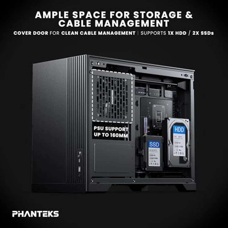 Phanteks XT M3 RGB, PC-Gehäuse in Schwarz, unterstützt Mini-ITX und mATX, Sichtfenster, bis zu 9 Lüfter, maximale Grafikkartenlänge 430 mm – Bild 5