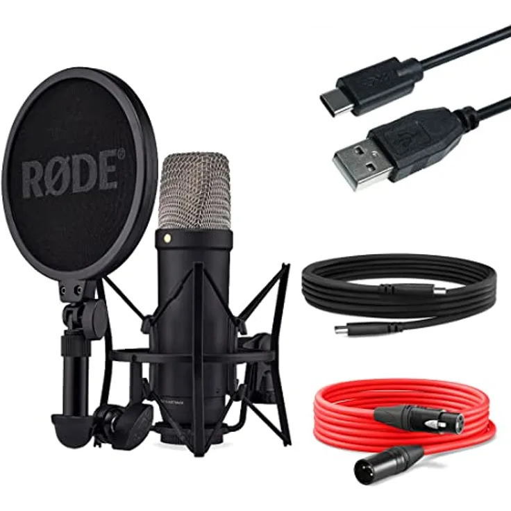 Rode NT1 5th Generation XLR USB Studio-Mikrofon Schwarz + keepdrum USB Kabel Typ A zu Typ C 50cm