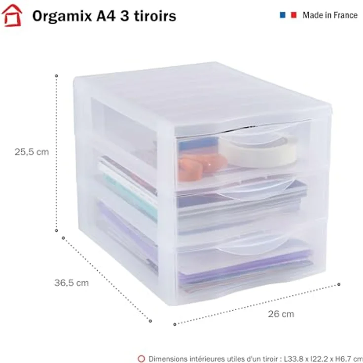 Rotho Schubladenbox 1421800096, Orgamix, A4, 3 Fächer, Kunststoff, geschlossen, transparent – Bild 2