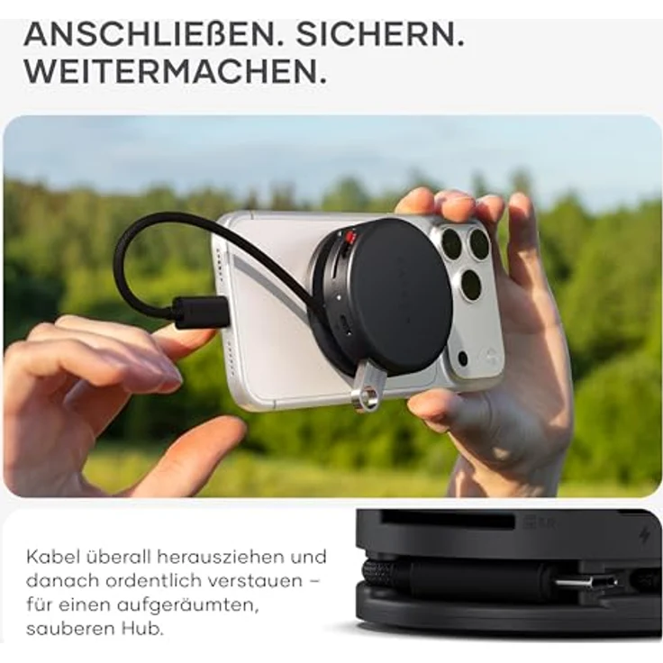 SATECHI OntheGo™ 7-in-1 USB-C Hub, magnetischer Multiport Adapter mit 100W Power Delivery, HDMI 4K/60Hz, Gigabit Ethernet, 2x USB-A 5Gbps, SD/microSD, Spiralkabel – Space Schwarz – Bild 5