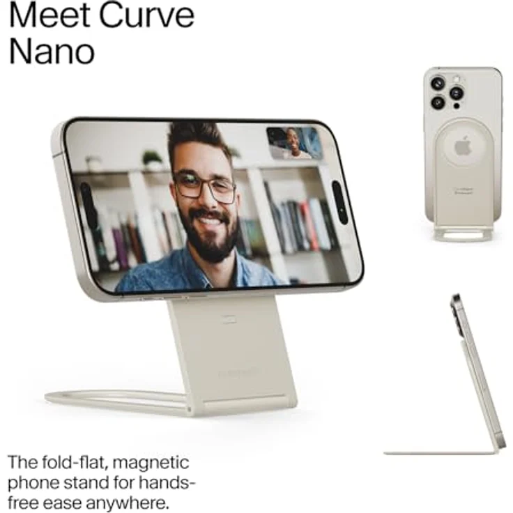 TwelveSouth Curve Nano, faltbare Smartphone Halterung mit magnetischer Befestigung, Beige – Bild 2