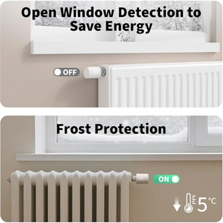Aqara Smartes Heizkörperthermostat W600, Zigbee/Thread, Energiesparen, Sprachsteuerung, Geofencing, Kompatibel mit Apple Homekit, Alexa, Google – Bild 4