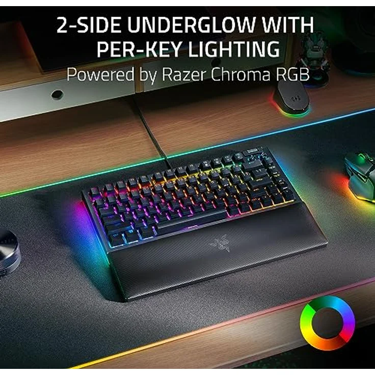 Razer BlackWidow V4 75% mechanische Gaming-Tastatur, Hot-Swappable Design, kompakt & langlebig, orange taktile Schalter, Chroma RGB, MF Roller & Media-Tasten, komfortable Handballenauflage, Schwarz – Bild 5