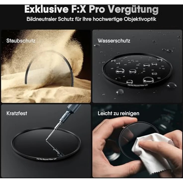 Rollei Extremium Rundfilter UV 62 mm - UV Filter und Schutzfilter mit Titan-Ring aus Gorilla Glas mit spezieller Beschichtung - Größe: 62 mm – Bild 5