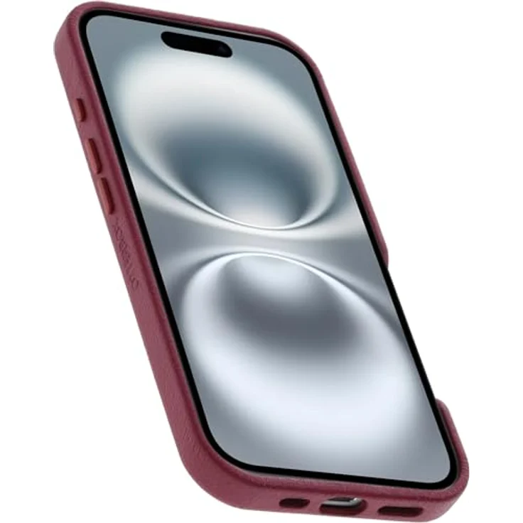 OtterBox Symmetry Series Cactus Leather MagSafe Hülle für iPhone 16, stoßfest, sturzsicher, dünne Schutzhülle, 3X getestet nach Militärstandard, Rot – Bild 3