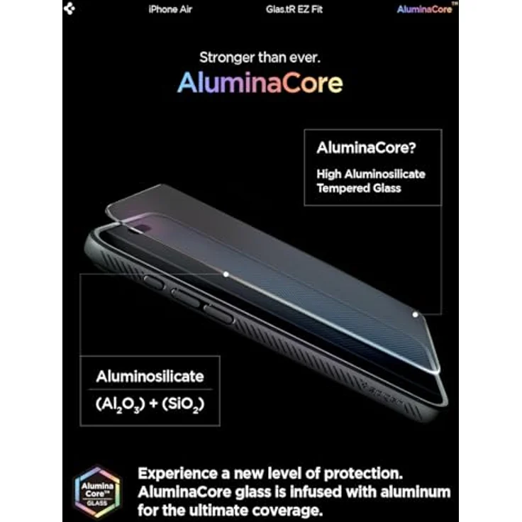 Spigen Glas.tR EZ Fit Schutzfolie für iPhone Air, 2 Stück, kratzfest, 9H Härte, inklusive Installationskit, kristallklar – Bild 3