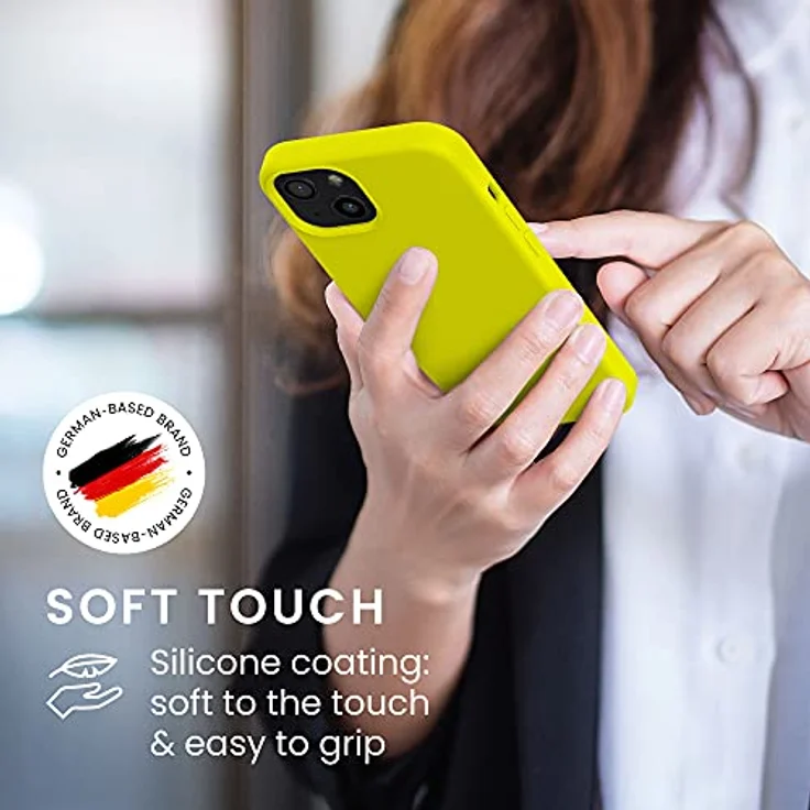 kwmobile Handyhülle für iPhone 13, Silikon Case in Zitronengelb, kompatibel mit kabellosem Laden, rutschfester Griff – Bild 4
