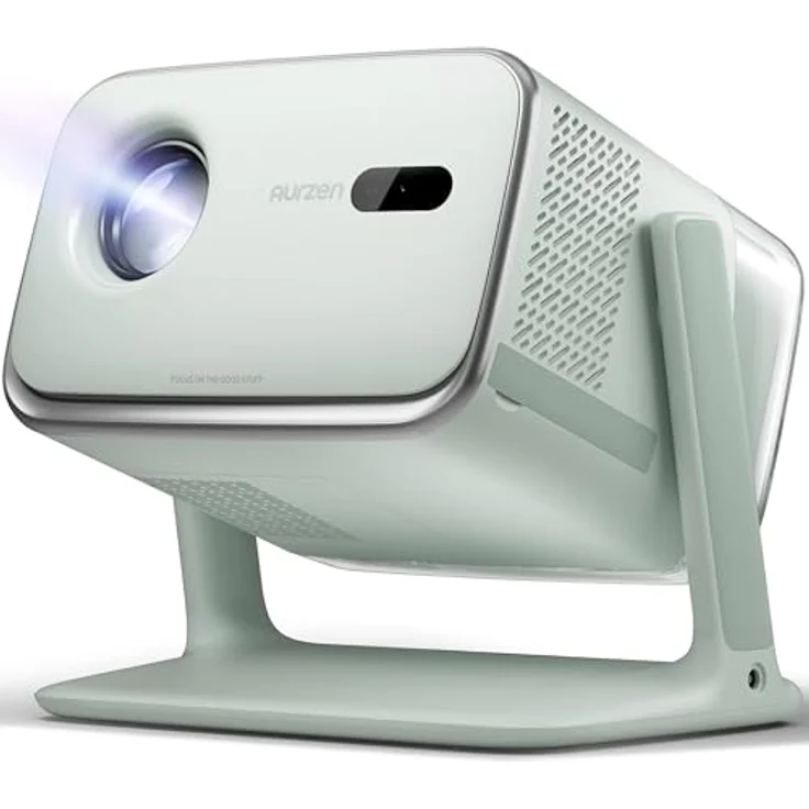 Aurzen Boom Mini 4-in-1 Smart Beamer mit Google TV, 4K Unterstützung, 500 ANSI Lumen, 20W DoIby Audio, ToF Autofokus, Trapezkorrektur, WLAN/Bluetooth, grün – Bild 1