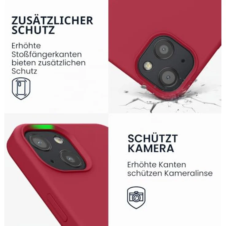 kwmobile Handyhülle für iPhone 13, Silikon Case in Klassisch Rot, kabelloses Laden, griffiges Design, robust und elastisch – Bild 3